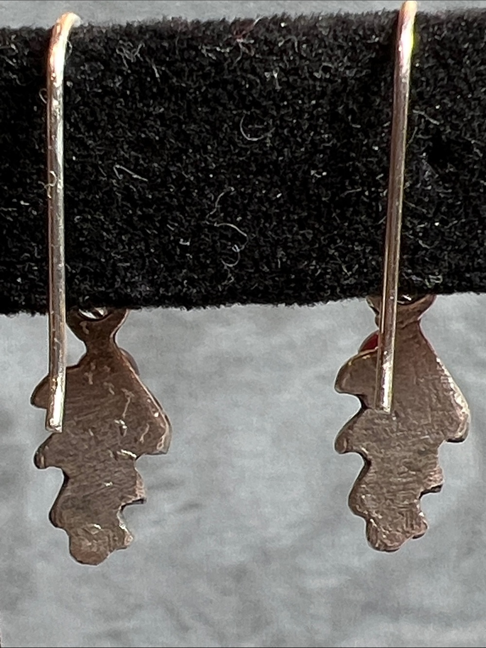 Garnet gemstones with oak leaf charms Sterling Silver earwires, dangle earring - Picture 7 of 9